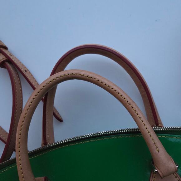 Dooney & Bourke Patent Darcy Satchel Double Handle Grass Green Handbag - Picture 9 of 15